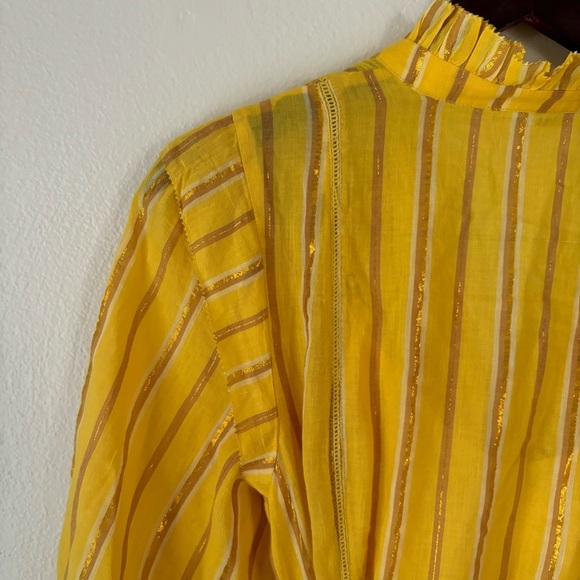 Apiece Apart Rafaela Mini Dress In Yellow Women's Size 2 Metallic Striped - Picture 7 of 7